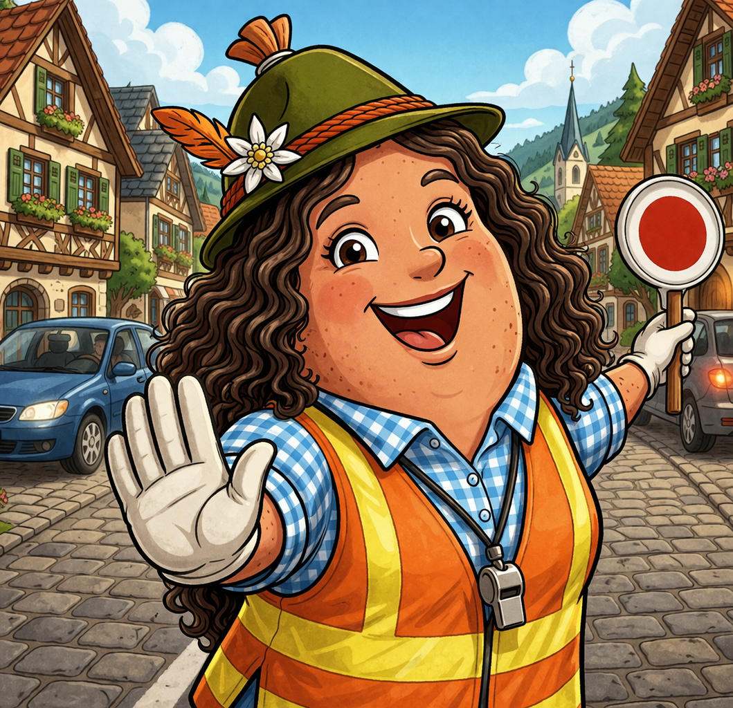 Susan in an urban traffic or commuting scene.